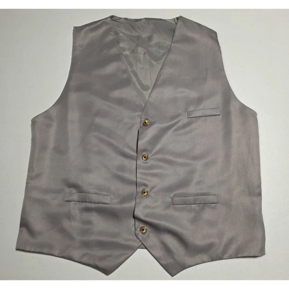 Suit Vest Waistcoat Gray Formal Wedding Prom Groomsman Unbranded Large NEW‎